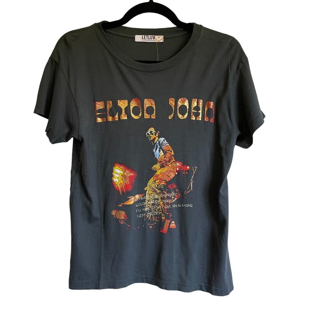 Anthropologie LetLuv Elton John Bennie & The Jets Vintage Black Tee XS NWT - Picture 3 of 13